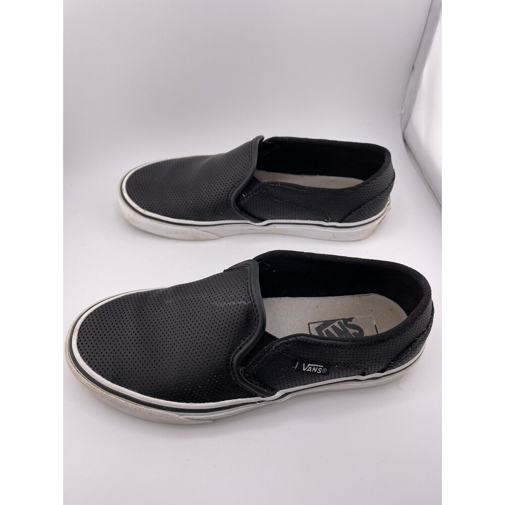 Vans Classic Slip-On Leather Black Skateboarding Shoes Womens Size 6 #508731 - Picture 6 of 7